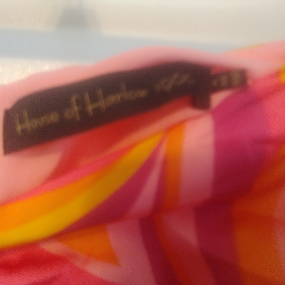 HOUSE OF HARLOW 1960 Strapless Maxi Dress Pink & Orange Psychedelic XS - Picture 4 of 6